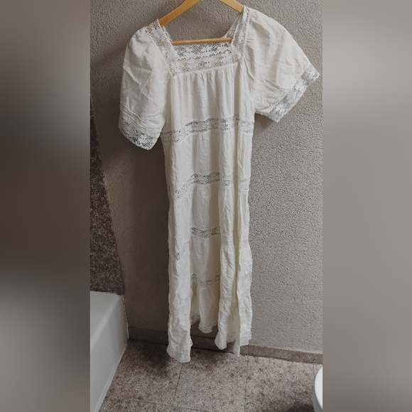Vintage Dresses & Skirts - Vintage 1970s Cole Of California Lace Square Neckline Boho Maxi Dress